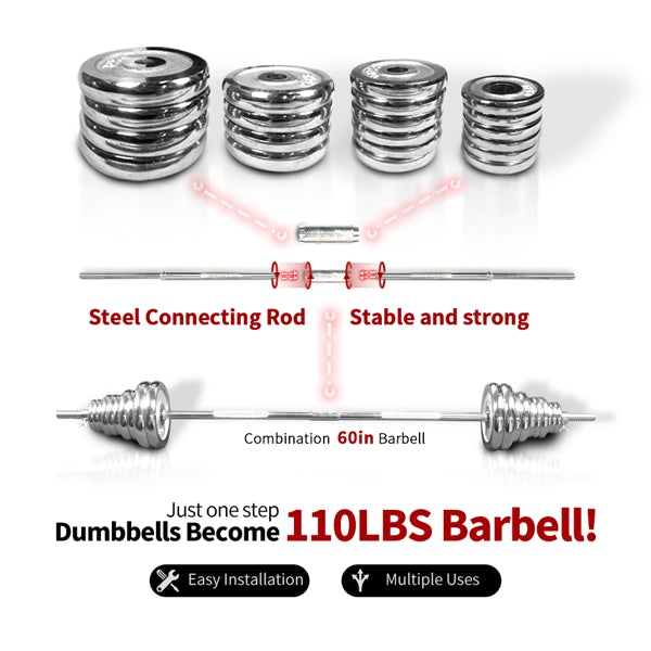110LBS Adjustable Cast Iron Dumbbell Sets with Portable Packing Box-Gains Everyday
