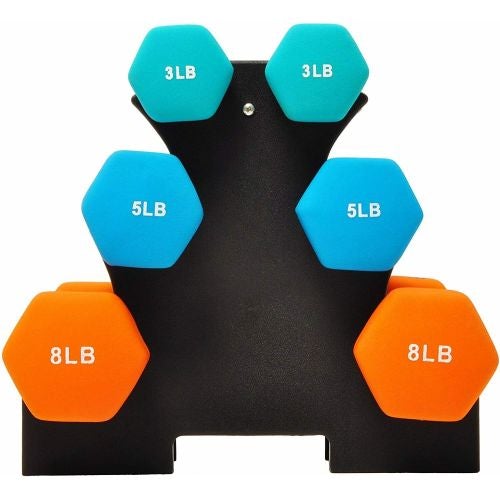 Neoprene dumbbell set deals with stand