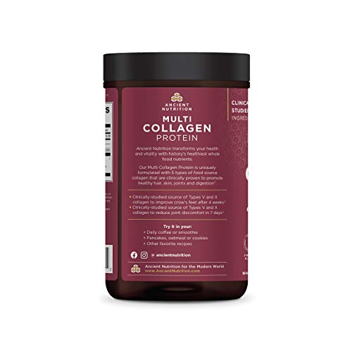 Collagen Powder Protein with Vitamin C and Probiotics by Ancient Nutrition, Multi Collagen Protein, Unflavored-Gains Everyday