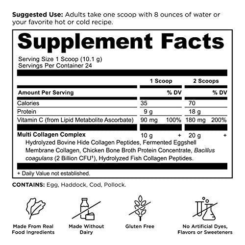 Collagen Powder Protein with Vitamin C and Probiotics by Ancient Nutrition, Multi Collagen Protein, Unflavored-Gains Everyday