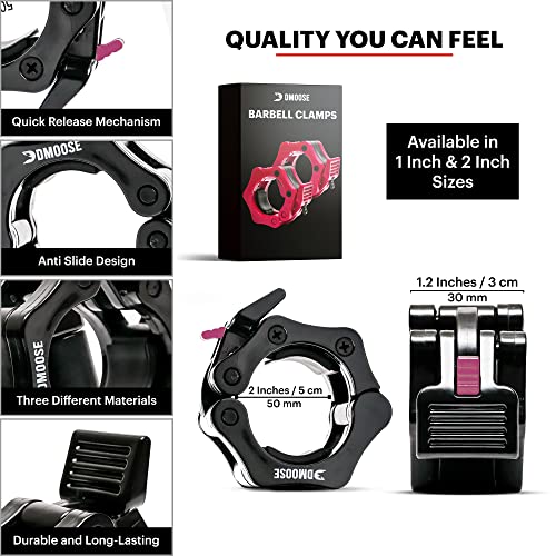 DMoose Olympic Quick Release Barbell Collar (Non Slip Locking) Weight Clips-Gains Everyday