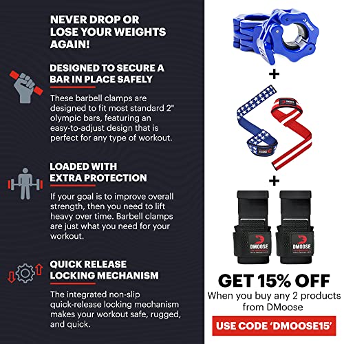 DMoose Olympic Quick Release Barbell Collar (Non Slip Locking) Weight Clips-Gains Everyday