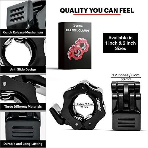 DMoose Olympic Quick Release Barbell Collar (Non Slip Locking) Weight Clips-Gains Everyday