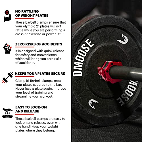 DMoose Olympic Quick Release Barbell Collar (Non Slip Locking) Weight Clips-Gains Everyday