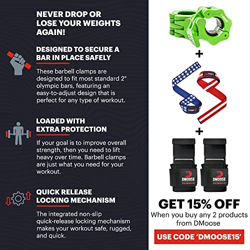 DMoose Olympic Quick Release Barbell Collar (Non Slip Locking) Weight Clips-Gains Everyday