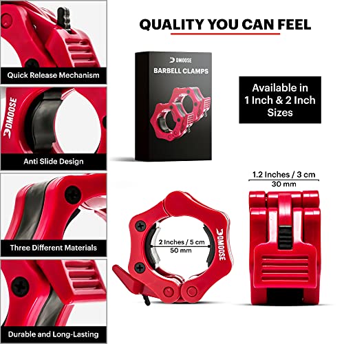 DMoose Olympic Quick Release Barbell Collar (Non Slip Locking) Weight Clips-Gains Everyday