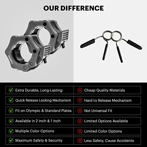 DMoose Olympic Quick Release Barbell Collar (Non Slip Locking) Weight Clips-Gains Everyday