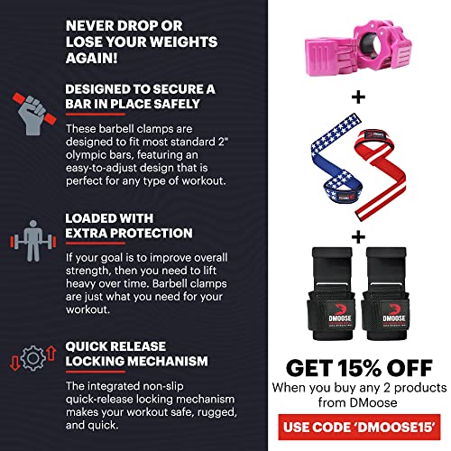 DMoose Olympic Quick Release Barbell Collar (Non Slip Locking) Weight Clips-Gains Everyday