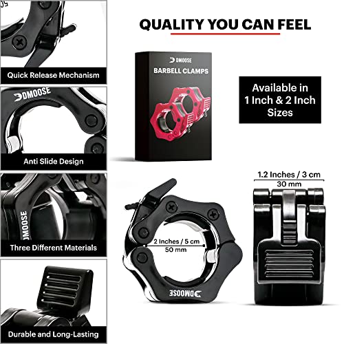 DMoose Olympic Quick Release Barbell Collar (Non Slip Locking) Weight Clips-Gains Everyday