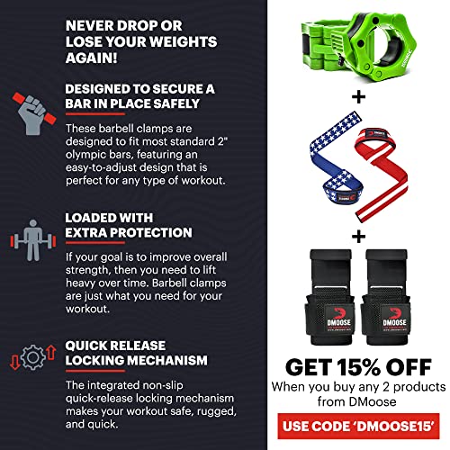 DMoose Olympic Quick Release Barbell Collar (Non Slip Locking) Weight Clips-Gains Everyday