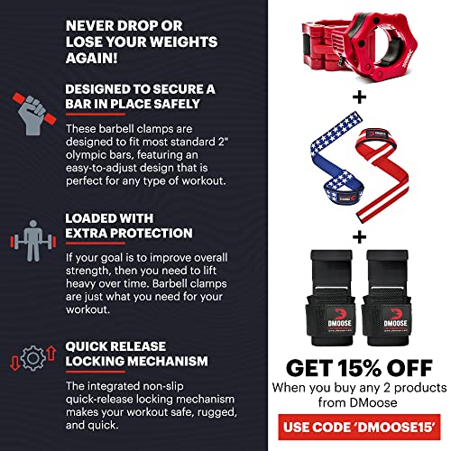 DMoose Olympic Quick Release Barbell Collar (Non Slip Locking) Weight Clips-Gains Everyday