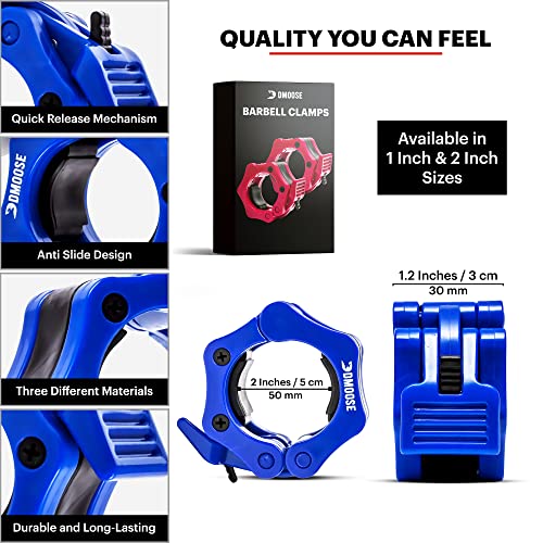 DMoose Olympic Quick Release Barbell Collar (Non Slip Locking) Weight Clips-Gains Everyday
