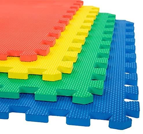 Gym Floor Tiles, Interlocking EVA Foam Padding 6 Pack, 24" X 24" X 0.5"-Gains Everyday