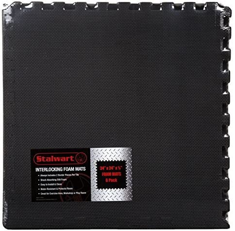 Gym Floor Tiles, Interlocking EVA Foam Padding 6 Pack, 24" X 24" X 0.5"-Gains Everyday