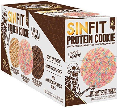 SINFIT Birthday Cake Protein Cookies by Sinister Labs - Soft baked with 20g of protein and only 7g of sugar - gluten free - 2.75 oz cookies (10-count)-Gains Everyday