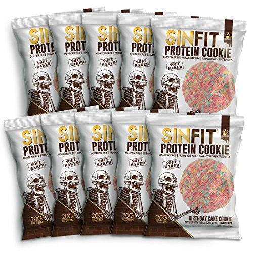 SINFIT Birthday Cake Protein Cookies by Sinister Labs - Soft baked with 20g of protein and only 7g of sugar - gluten free - 2.75 oz cookies (10-count)-Gains Everyday