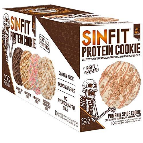 SINFIT Pumpkin Spice Protein Cookies by Sinister Labs -Soft baked with 20g of protein and only 7g of sugar - gluten free - 2.75 oz cookies (10-count)-Gains Everyday