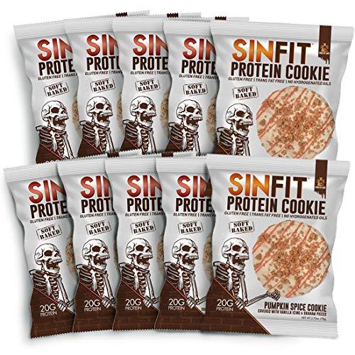 SINFIT Pumpkin Spice Protein Cookies by Sinister Labs -Soft baked with 20g of protein and only 7g of sugar - gluten free - 2.75 oz cookies (10-count)-Gains Everyday