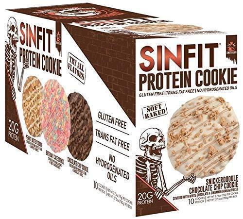 SINFIT Snickerdoodle Chocolate Chip Protein Cookies - 20g of protein - gluten free - 2.75 oz cookies (10 soft baked cookies)-Gains Everyday