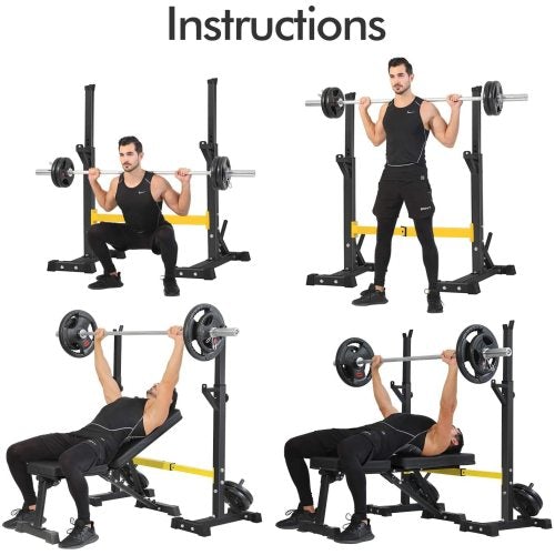 Squat Rack Stand Barbell Free Press Bench Home Gym Dumbbell Racks-Gains Everyday