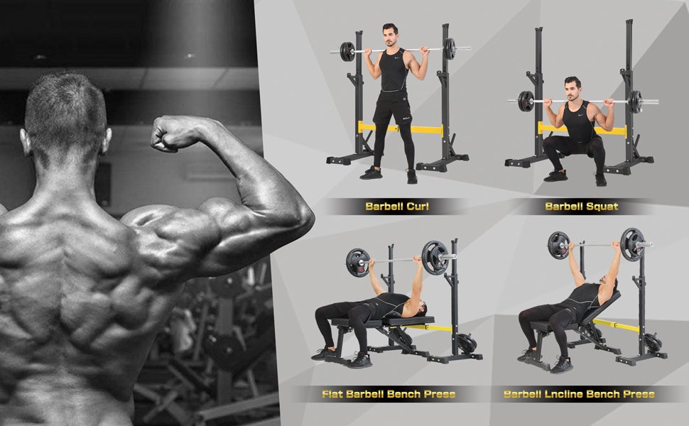 Squat Rack Stand Barbell Free Press Bench Home Gym Dumbbell Racks-Gains Everyday