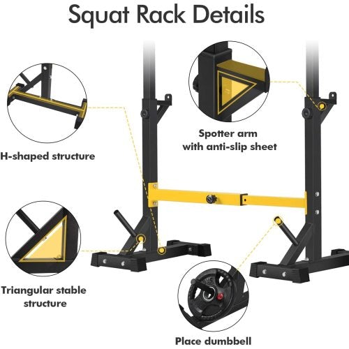 Squat Rack Stand Barbell Free Press Bench Home Gym Dumbbell Racks-Gains Everyday