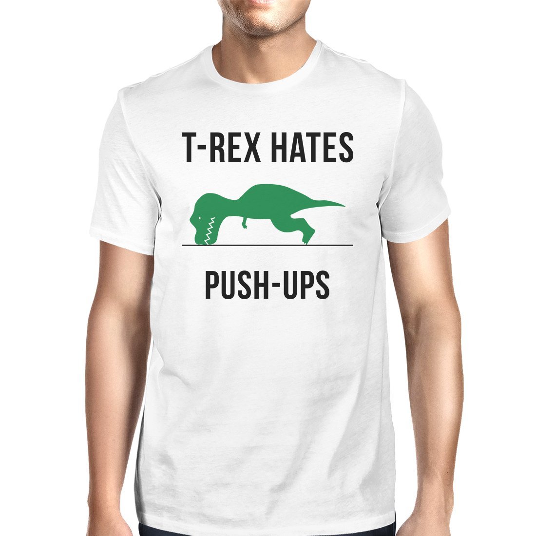 T-Rex Push Ups Mens Funny Workout Shirts Lightweight Cotton T-Shirt-Gains Everyday