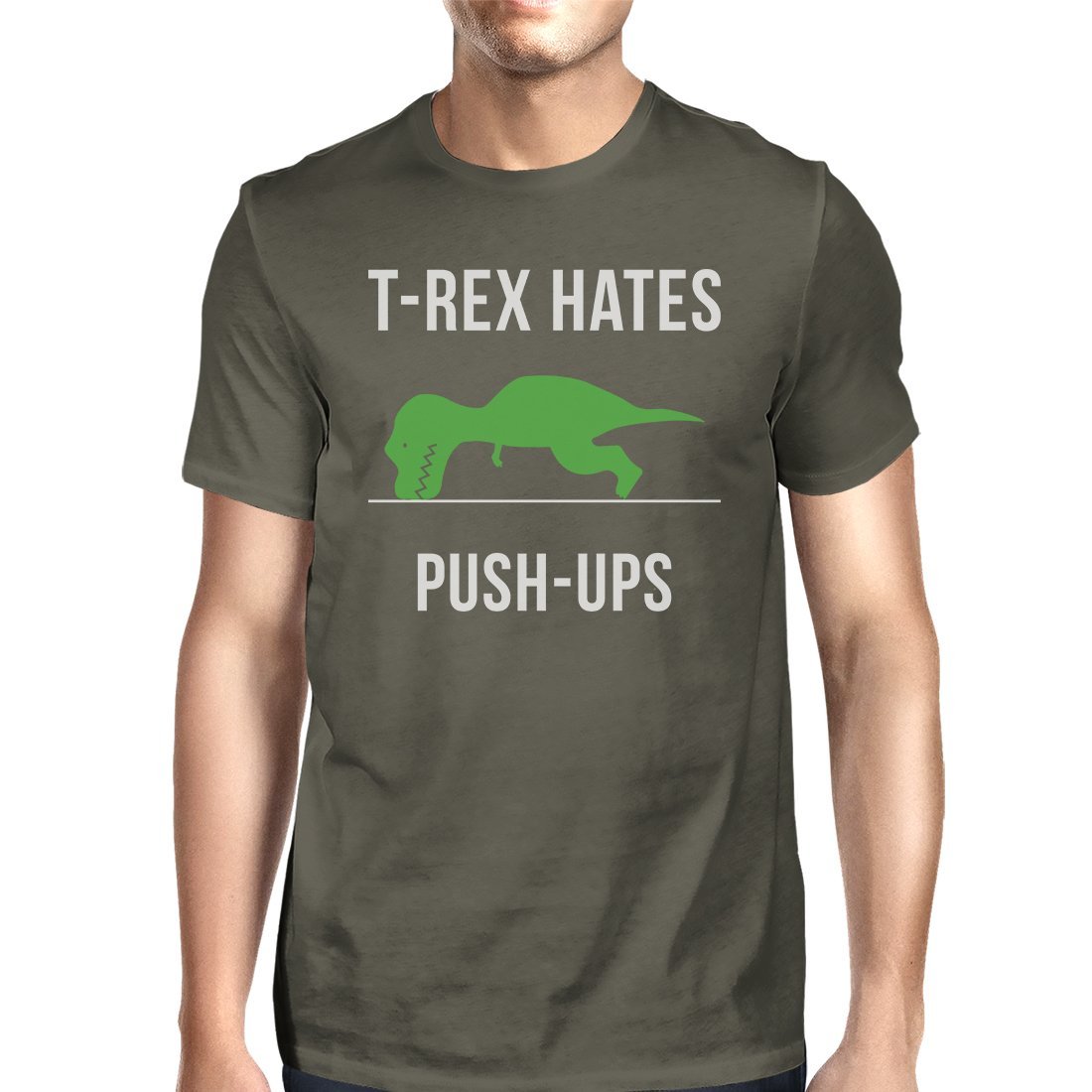 T-Rex Push Ups Mens Funny Workout Shirts Lightweight Cotton T-Shirt-Gains Everyday