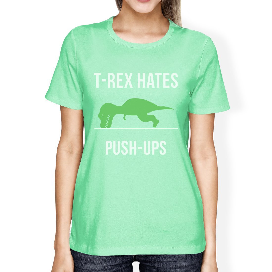 T-Rex Push Ups Womens Humorous Gym Tops Funny Graphic T-Shirt Gift-Gains Everyday