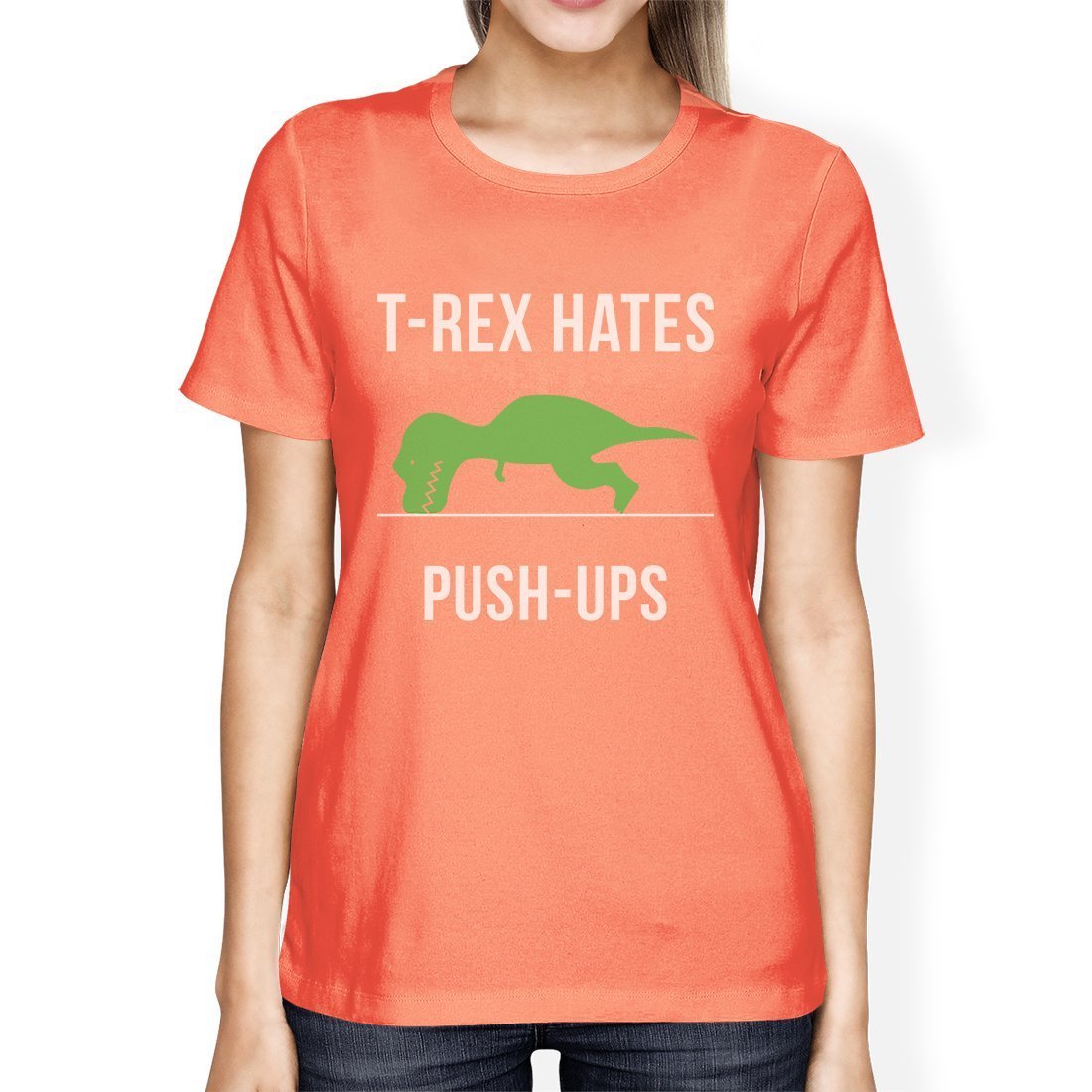 T-Rex Push Ups Womens Humorous Gym Tops Funny Graphic T-Shirt Gift-Gains Everyday