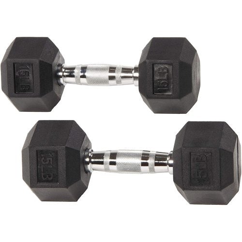 BalanceFrom Rubber Encased Hex Dumbbell Single DB15S-Gains Everyday