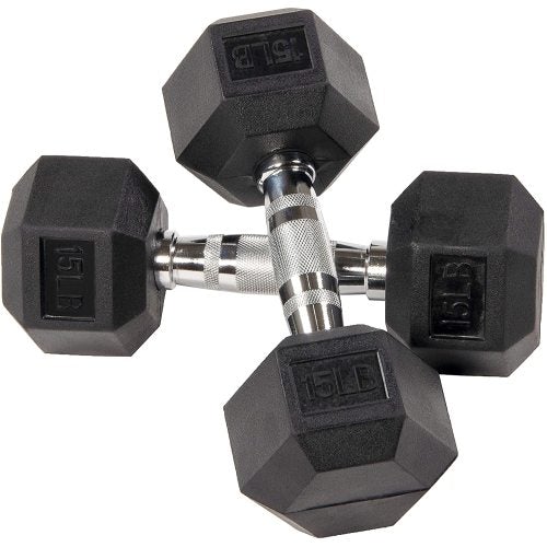 BalanceFrom Rubber Encased Hex Dumbbell Single DB15S-Gains Everyday