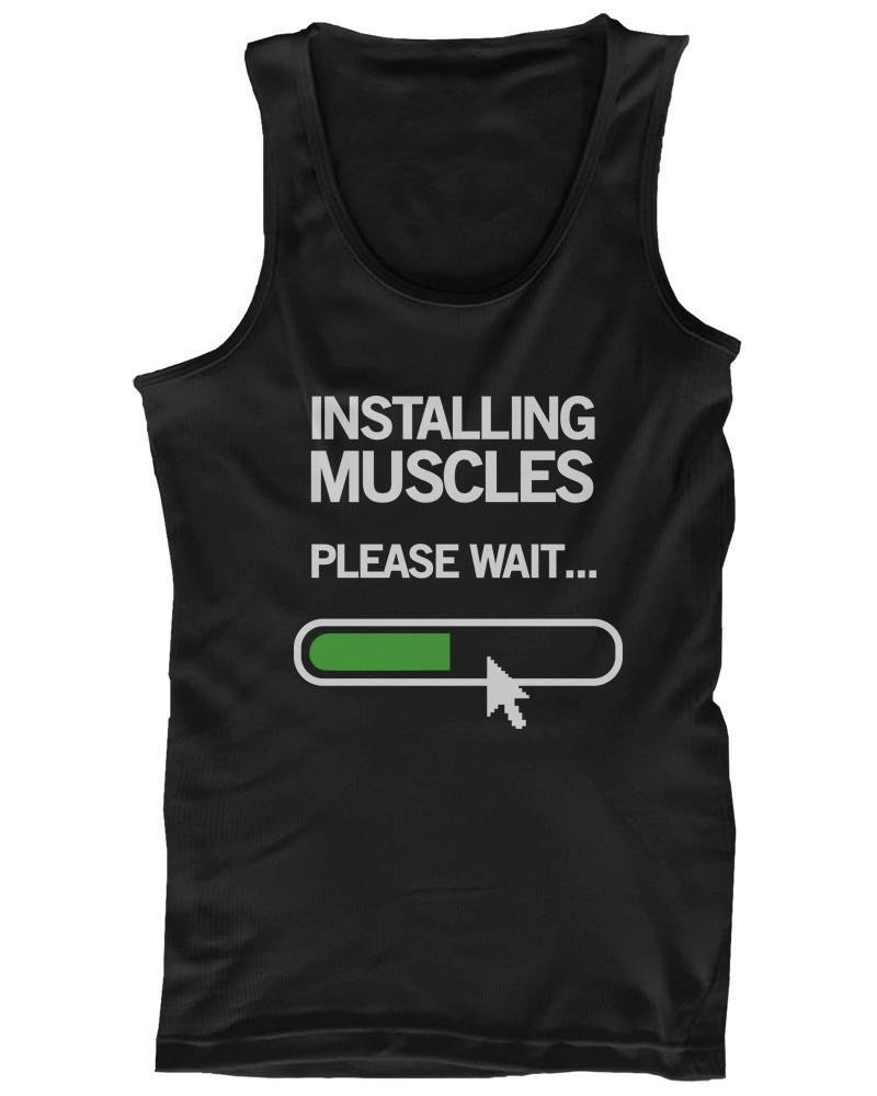 Installing Muscles Please Wait Men's Workout Tank Top Black Tanks for Gym-Gains Everyday