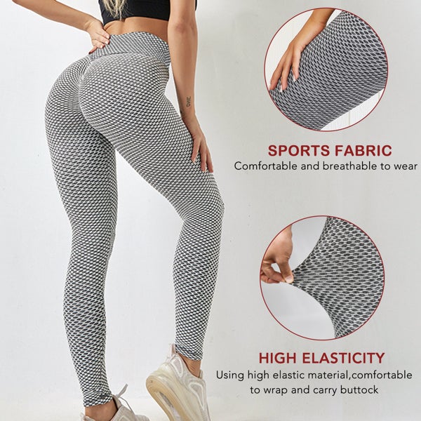 Textured Yoga Pants ed Booty Scrunch Ruched Leggings for Women L 
