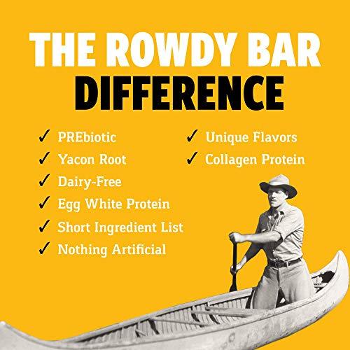 ROWDY BAR Prebiotic Protein Bar Gluten Free, Non GMO, Low Glycemic (Variety Pack, 8 Bar Variety)-Gains Everyday