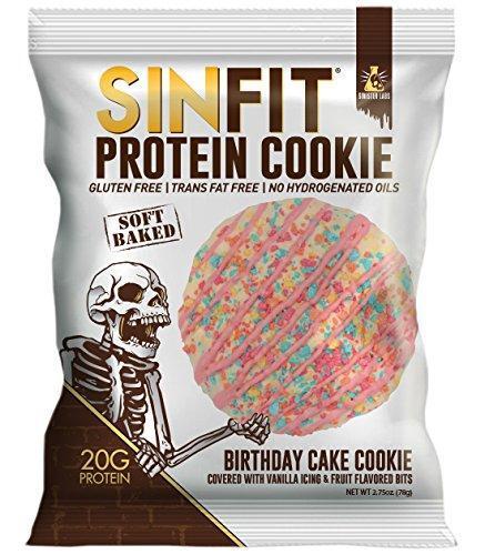 SINFIT Birthday Cake Protein Cookies by Sinister Labs - Soft baked with 20g of protein and only 7g of sugar - gluten free - 2.75 oz cookies (10-count)-Gains Everyday