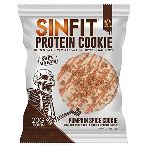 SINFIT Pumpkin Spice Protein Cookies by Sinister Labs -Soft baked with 20g of protein and only 7g of sugar - gluten free - 2.75 oz cookies (10-count)-Gains Everyday