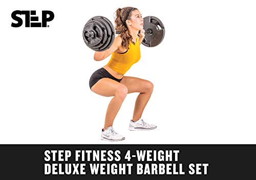 THE STEP Club Quality 4-Weight Deluxe Barbell Set (includes the bar) by Step Fitness-Gains Everyday